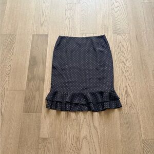 Navy Polka Dot Ruffle Hem Skirt